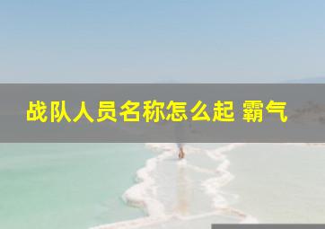 战队人员名称怎么起 霸气